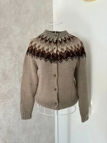 SHIPS 페어아일 패턴 니트 가디건 베이지