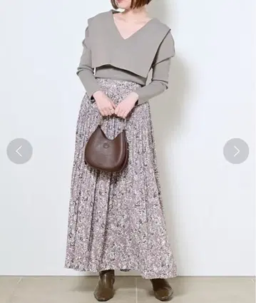 바리에 프린트 랜덤 플리츠 스커트