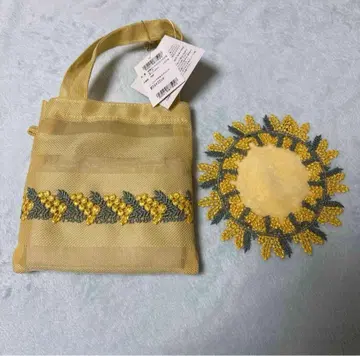 미사용 새상품 긴자와 레이스 미모사 에코백 가챠 푸치 타월 세트