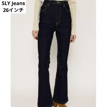 [새상품급] SLY 스라이 하이웨스트 플레어 팬츠 로이카 데님 26