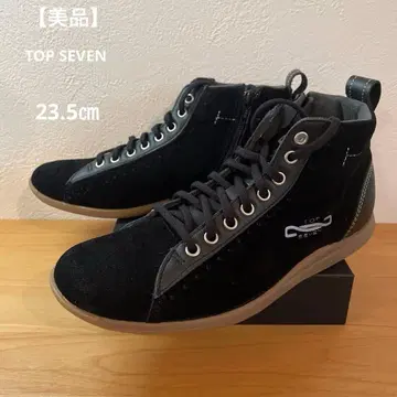 [ 새상품급 ] TOP SEVEN 블랙 스웨이드 하이컷 스니커즈 23.5