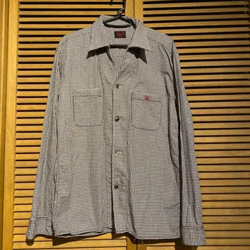 클러치 체크 무늬 긴팔 셔츠 일본제 이탈리안 칼라