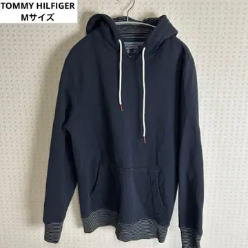 타미힐피거 풀오버 후드티 네이비 M 보더