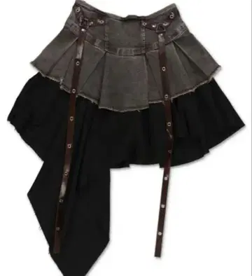 SPINNS WEGO 한국 레이어드 디자인 데님 미들 스커트