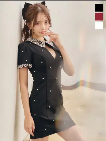 Jewels 펄 장식 블랙 드레스