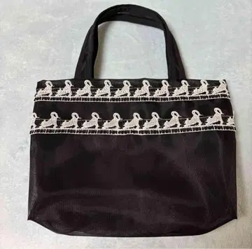 미사용 새상품 긴자와 레이스 메쉬 백 에코백 고양이 음악 음원 건반 블랙