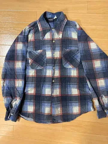 빈티지 90s 체크 셔츠 블루