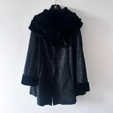 아르마니 콜레치오니 / 무스탕 코트 블랙 42 숄 옷깃 램 가죽