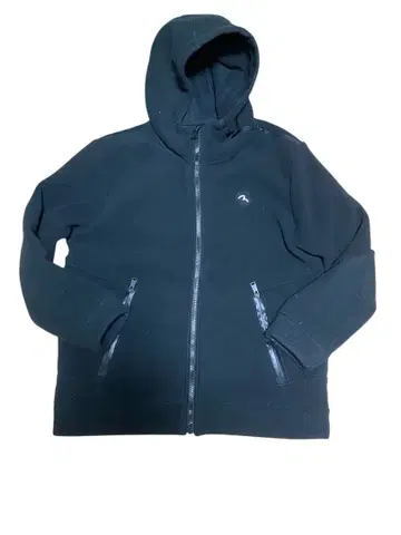 EVISU 풀 집업 후드티 블랙 플리스 보아