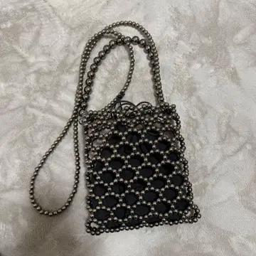 비즈 메쉬 블랙 숄더백