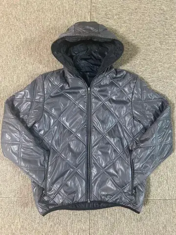 다운 자켓 실버 카모 패턴 리버서블 퀼팅 90s