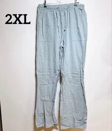[ 2XL ] 라이트 그레이 탁한 블루 캐주얼 팬츠 넉넉한 빅 사이즈