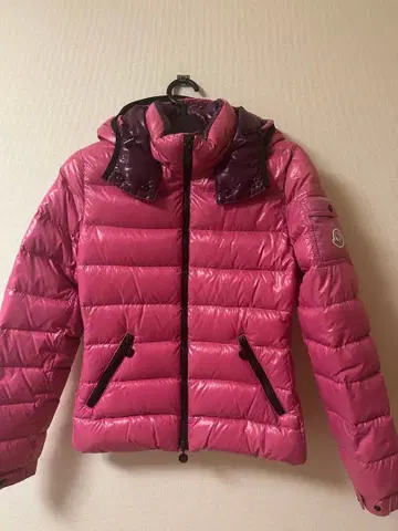 MONCLER 후드 부착 다운 자켓 핑크