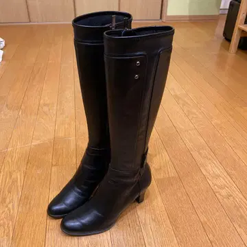 새상품급 23.5cm REGAL 가죽 롱 부츠 블랙