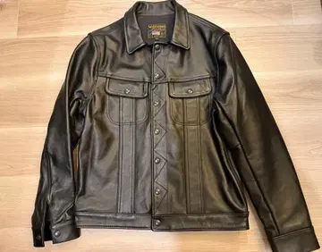 VANSON 블랙 가죽 자켓 버튼 프론트