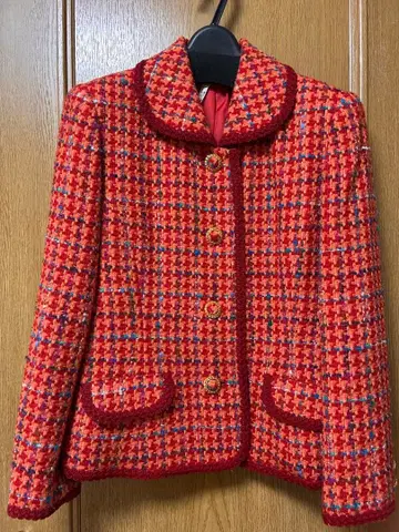 LUIEZ 트위드 셋업 빨간색 레트로