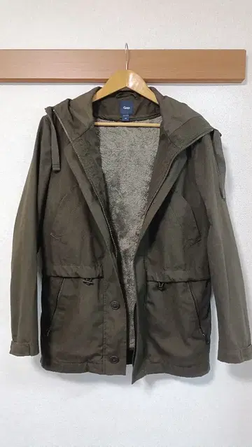 Gap 후드 부착 올리브 모즈 코트 XS