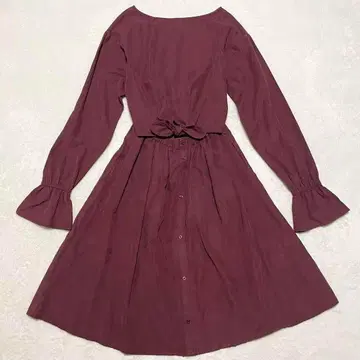 아즈노우아즈 핑키 백리본 플레어 원피스 시스루 A라인 벨로아풍