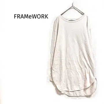 프레임워크 롱 기장 긴팔 티셔츠 라운드 헴 심플 베이직