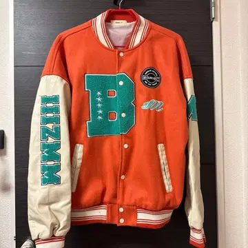 오렌지 B 자수 바시티 자켓 Daily