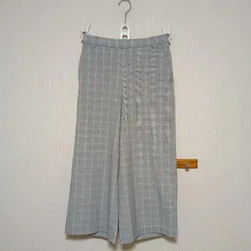 그레이 체크 무늬 가우초 팬츠