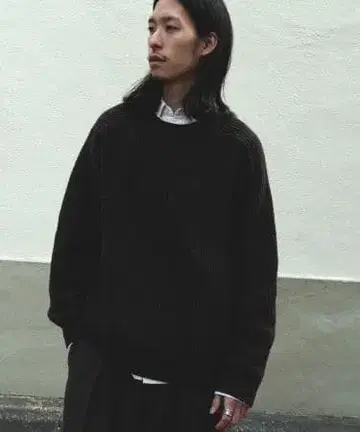 shiun 크루넥 스웨터 다크 브라운