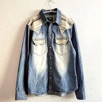 엠앤에스 데님 셔츠 면100% 블루 38 상의 빈티지