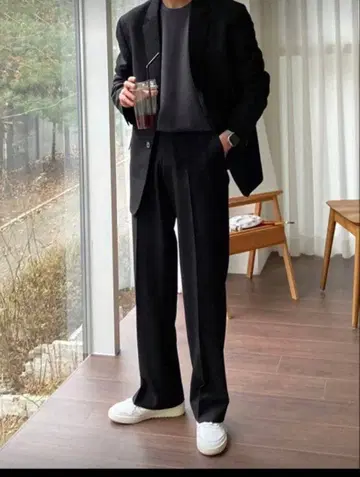 블랙 테일러드 자켓 슬랙스 셋업