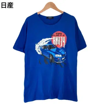 닛산 스카이라인 GT-R 자동차 프린트 블루 남성용 반팔 T셔츠 XL
