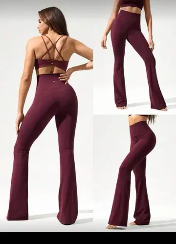 무료배송 버건디 플레어 레깅스 해외 S-M 새상품 트레이닝