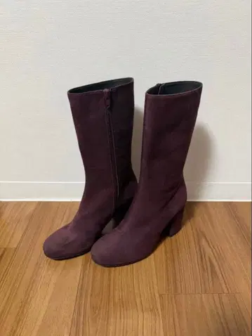 REBECA SANVER 스웨이드 힐 부츠 보르도 새상품