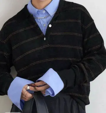 JOURNAL STANDARD 여성용 벨로아 니트 롱 슬리브 피케 셔츠