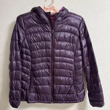 보라색 후드 부착 다운 자켓 M