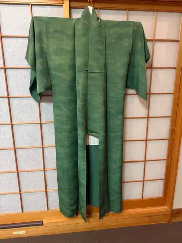 [문장] 새상품급 흐림 염색 순수 실크 기모노 안감 포함