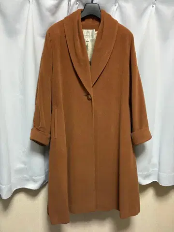 브라운 숄카라 롱 코트