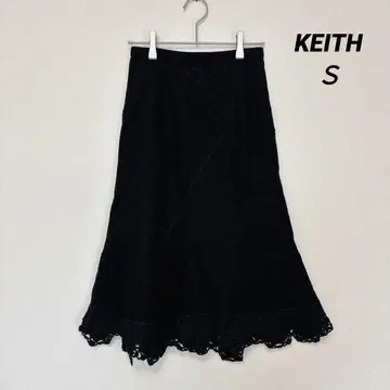 KEITH 플레어 스커트 블랙 레이스 밑단 여성용