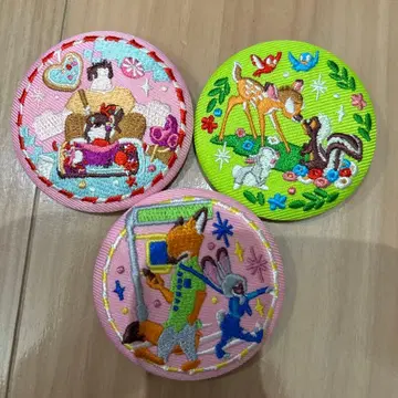 디즈니 자수 캔뱃지 3종 세트 주토피아 슈가러쉬 밤비