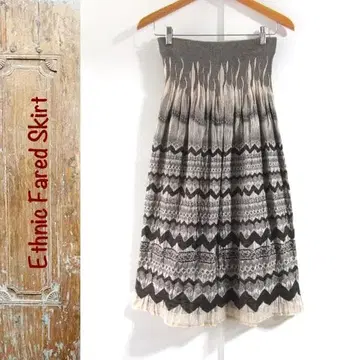 새상품급 에스닉 와셔 가공 미디 스커트 F