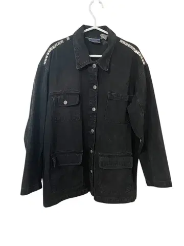 스터드 데님 자켓 블랙