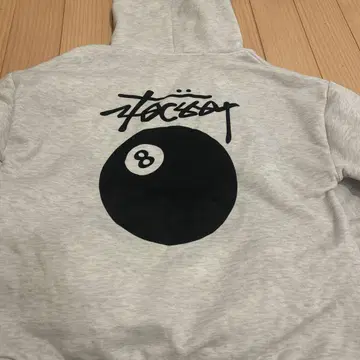 속기모 그레이 후드티 8볼 로고 포함 후드