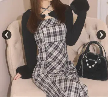 michellMacaron 볼레로 체크 롱 원피스