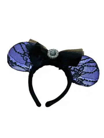 디즈니 할로윈 2024 머리띠 레이스 블랙 리본