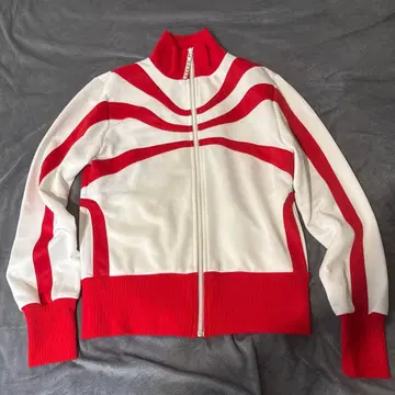 일본제 화이트 빨간색 스트라이프 나일론 자켓 중
