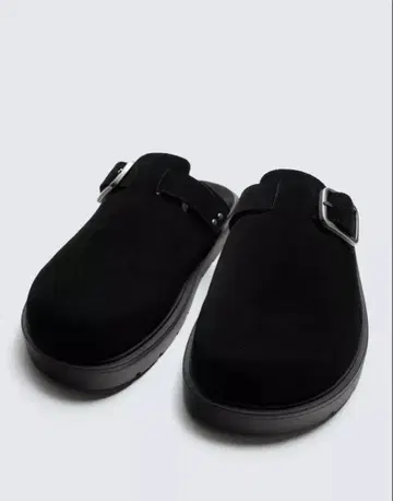 새상품 ZARA 블랙 스웨이드 클로그 샌들