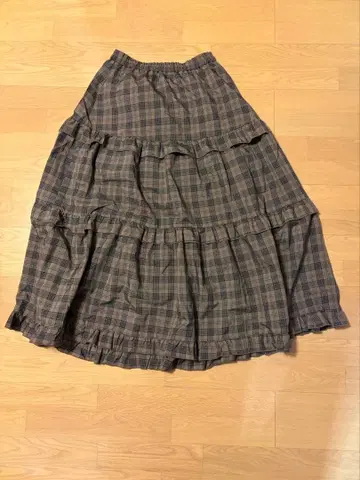 w closet 티어드 롱 스커트 브라운