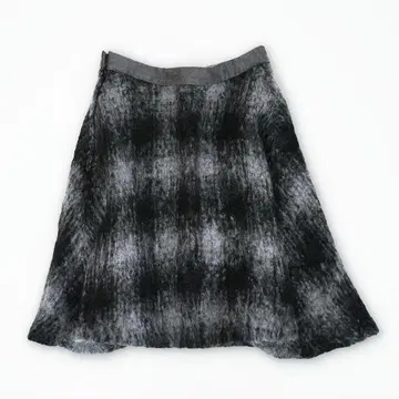 [ 새상품급 ] 알아바일 모헤어 혼방 샤기 체크 플레어 스커트 S