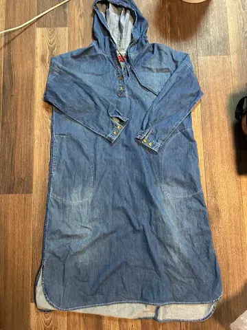 somari 후드 부착 데님 원피스 빅