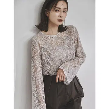 anuans 스캘럽 레이스 블라우스