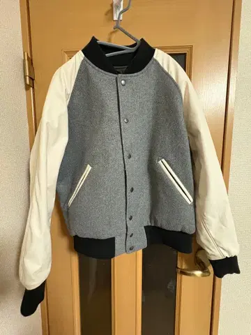 바시티 자켓 그레이/화이트 올리브 그린, 리버서블