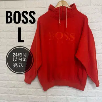 BOSS 보스 레드 하이넥 맨투맨 L